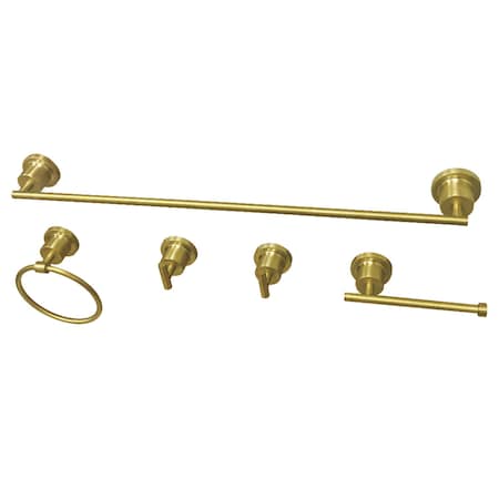 Kingston Brass BAH8212478SB Concord 5-Piece Bathroom Accessory Set, Brushed Brass BAH8212478SB